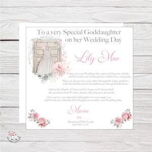 Carte de mariage pour une filleule spéciale, carte de mariage sentimentale pour filleule, carte de mariage filleul, carte de mariage personnalisée
