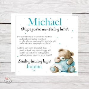 Get Well Soon Card, Sorry You're Feeling Unwell Card, Thinking of You, Get Well Soon Personalised Card, Sending Love Card, Cute Whimsical