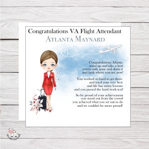 Félicitations à un nouveau personnel navigant commercial VA, à une carte Virgin pour le personnel navigant commercial, à un nouveau personnel navigant commercial Virgin Atlantic, à un nouveau travail pour le personnel navigant commercial, et bravo
