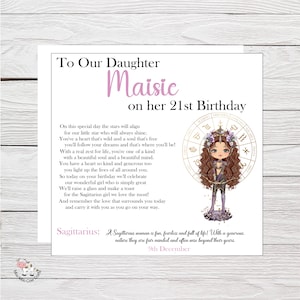 Carte personnalisée de fille d’anniversaire de Sagittaire, carte d’anniversaire de zodiaque, carte d’anniversaire de signe d’étoile, carte d’anniversaire de signe d’étoile de Sagittaire, fille