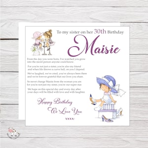 Poème de carte d'anniversaire de soeur, soeur incroyable, carte d'anniversaire de soeur, carte d'anniversaire pour soeur, carte personnalisée, carte d'anniversaire spéciale de soeur