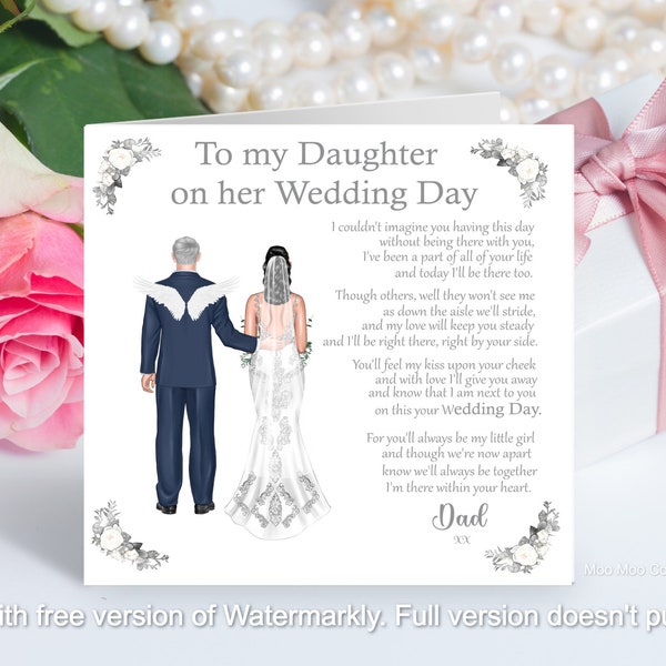 Wedding Card from Deceased Father to Daughter, Passed Away Father of the Bride Card, Wedding Remembrance Dad Card, In Loving Memory