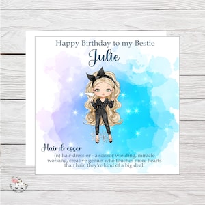 Grande carte personnalisée pour coiffeur, coiffeur, jolie carte pour ami, fille, nièce, épouse, BFF, coiffeur, concevez votre propre