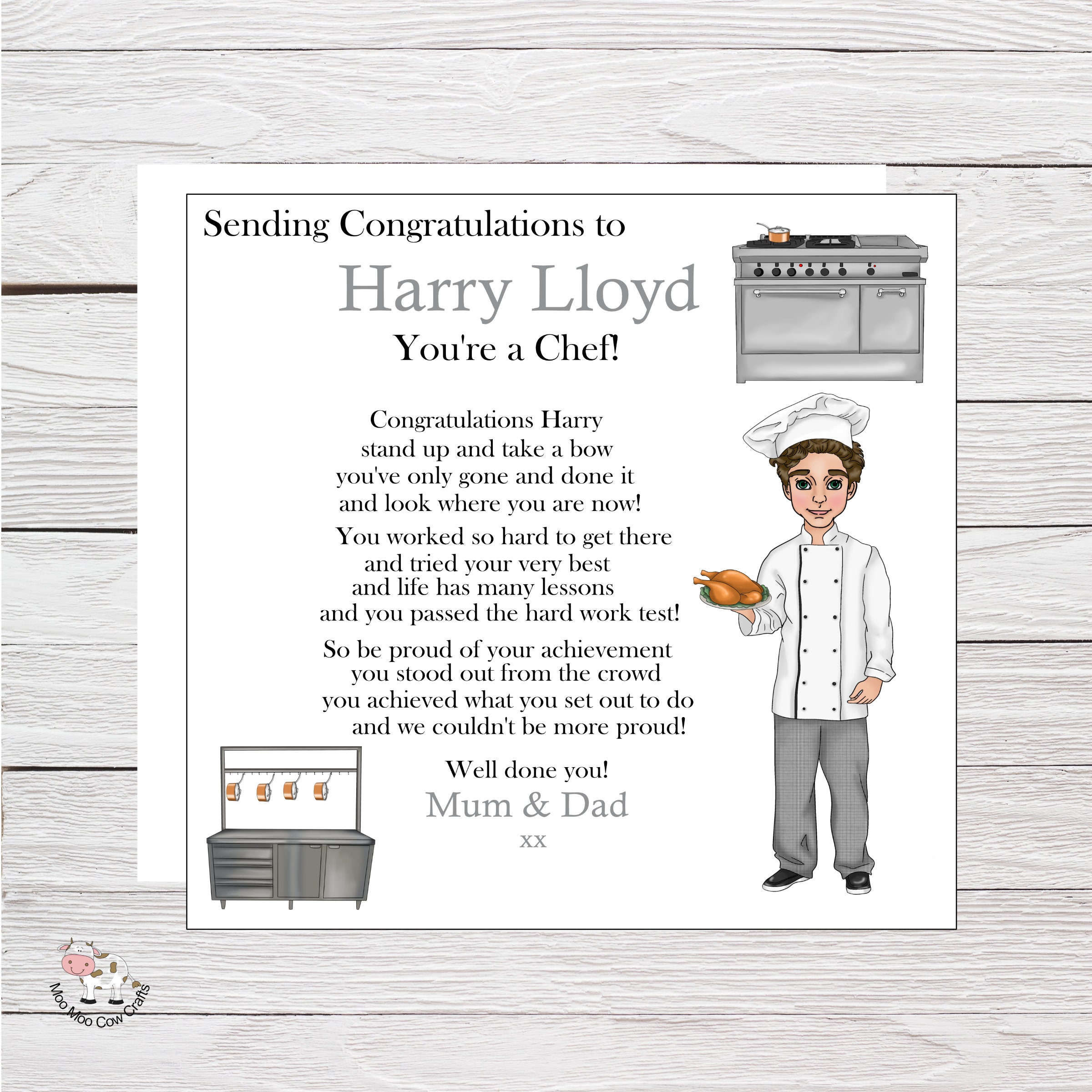 Congratulations to a New Chef Card, Newly Qualified Male Chef for Son ...