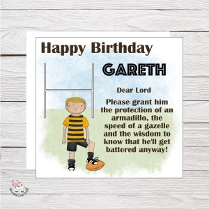 Birthday Card for Rugby Fan, Design Your Own Birthday Card for Husband, Hubby, Boyfriend, Any Name, Personalised Card for Rugby Player
