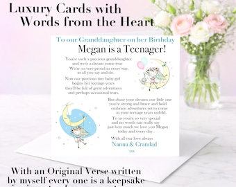 13th Birthday Card: Teen Daughter, Granddaughter, Matching Badge and Gift Wrap Available, Luxury Personalised