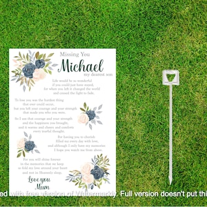 Carte personnalisée « Je pense à vous, vous manquez » en souvenir pour fils, fille, mari, femme, petite-fille, petit-fils, maman, papa