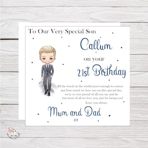 Carte d'anniversaire de fils et badge pour le 18e anniversaire, carte à un fils spécial pour son 21e anniversaire, carte personnalisée pour fils, tout âge