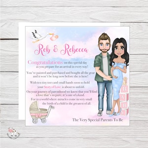 Carte de félicitations pour baby shower pour les futurs parents, badge personnalisé et emballage cadeau assorti pour les futurs parents
