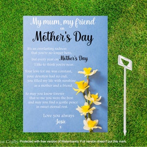 Personalized Mother&#39;s Day Memorial Graveside Card