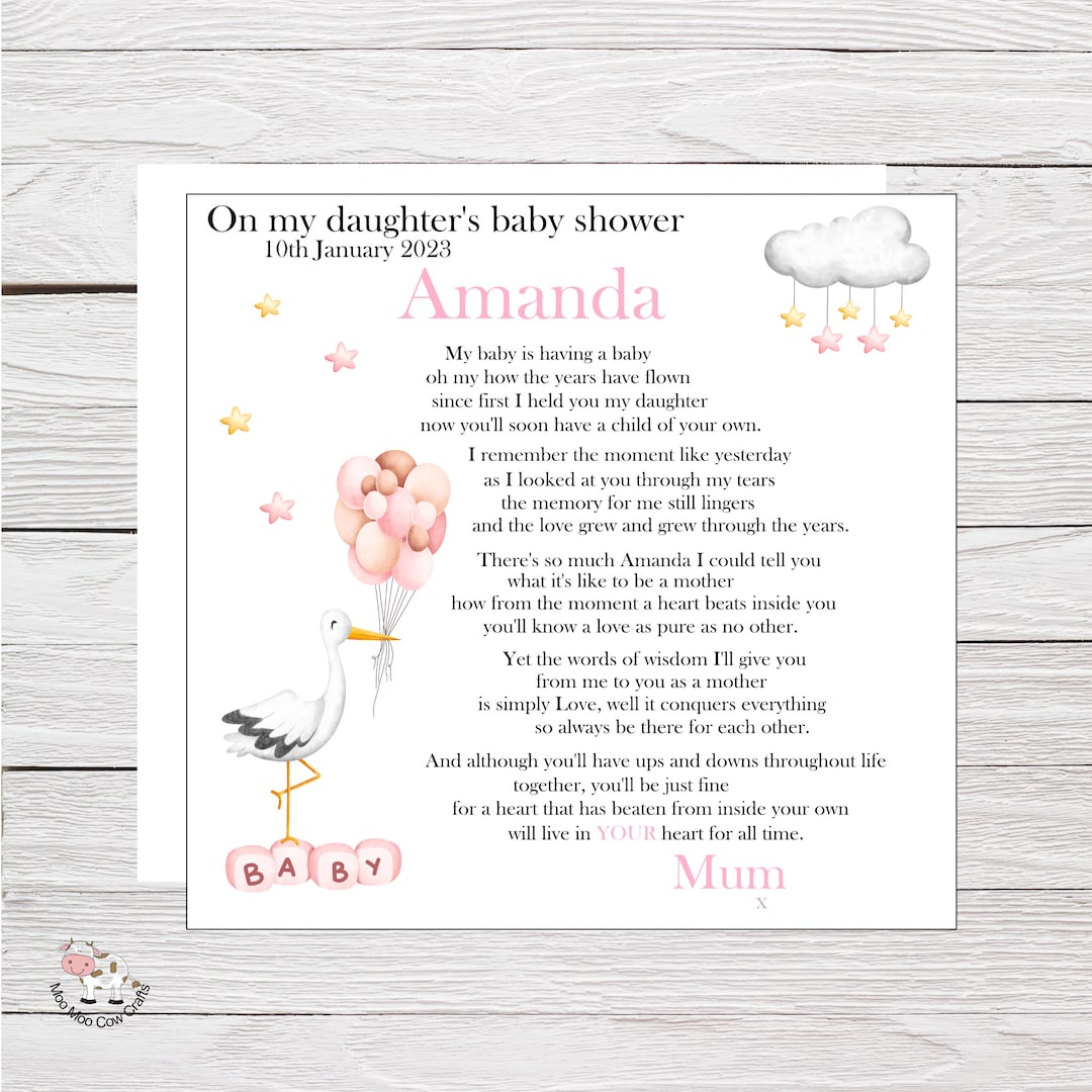 Daughter Baby Shower Card, Mum Mom to Daughter Baby Shower Card and