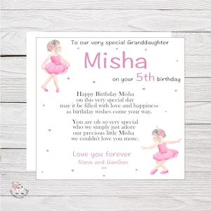 Birthday Card for Niece, Daughter, Granddaughter Ballerina Card, Birthday Card  2nd 3rd 4th Ballet, Personalised Card