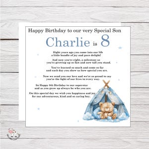 Carte d'anniversaire pour garçon avec papier cadeau et badge assortis, carte pour fils, petit-fils, neveu, 3e, 4e, 5e, 6e ans, tout âge, jolie carte nounours