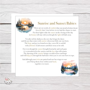 Carte pour dormir, lever et coucher de soleil, jumeaux sans jumeaux, lever de soleil bébé, coucher de soleil bébé, perte de bébé, perte de jumeaux, carte morte
