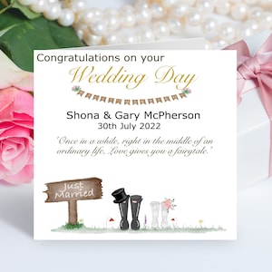 Personalised Bride & Groom Wedding Card, Same Sex Wedding, Love Quote Wedding Card, Cute Card for Newlyweds, Sentimental Wedding Card