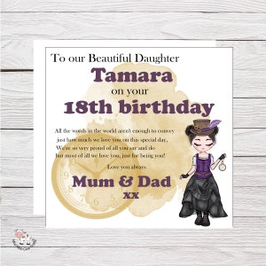 Carte d'anniversaire steampunk pour les 18, 21 et 30 ans, tout âge, pour fille, petite-fille, carte personnalisée sentimentale