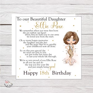 Carte d'anniversaire pour fille pour les 18 et 21 ans, carte d'anniversaire pour une fille merveilleuse, badge d'anniversaire et papier cadeau assorti, personnalisé