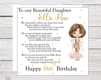 Carte d'anniversaire pour fille pour les 18 et 21 ans, carte d'anniversaire pour une fille merveilleuse, badge d'anniversaire et papier cadeau assorti, personnalisé