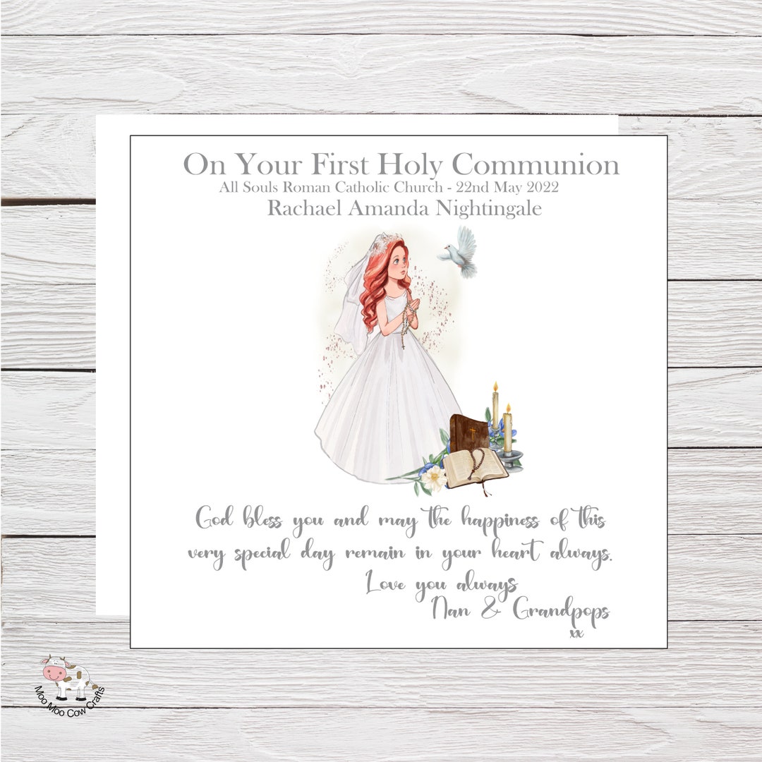 First Holy Communication Card, 1st Holy Communion Card for Daughter