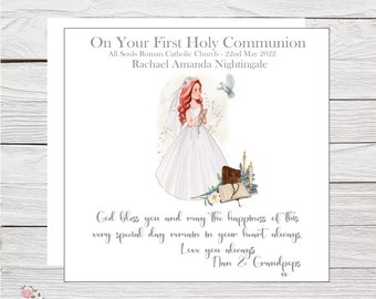 First Holy Communication Card, 1st Holy Communion Card for Daughter, Granddaughter, Holy Communion Card with matching Gift Wrap, Wrapping