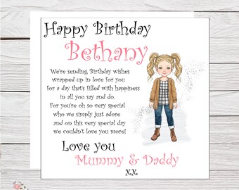 Birthday Card for Daughter, Granddaughter, Niece: Personalised