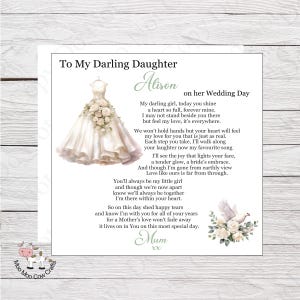 Carte de mariage de mère à fille décédée, carte de mère de la mariée décédée, carte de souvenir de mariage pour maman, en souvenir d'amour