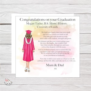 Carte de remise de diplôme pour fille, petite-fille, carte personnalisée, vous avez obtenu votre diplôme, félicitations diplômé universitaire, remise des diplômes