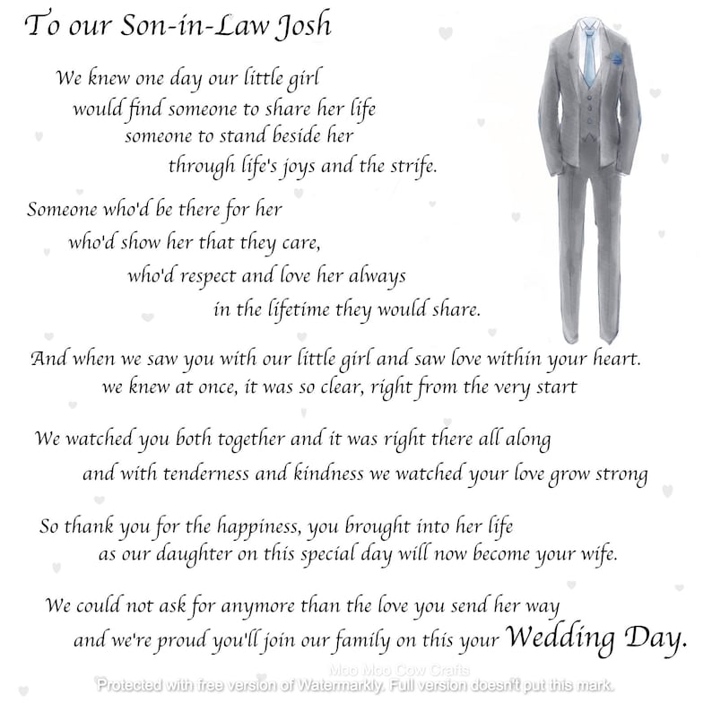 Soninlaw Card Wedding Card for Son in Law Wedding Card Etsy