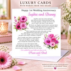 Personalised Daughter & Son-in-Law Anniversary Card with Original Verse