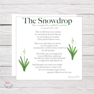 Carte-cadeau Le Perce-neige pour une fausse couche Sympathie pour dormir Deuil Perte de bébé Condoléances lorsque quelqu'un décède Perte d'un bébé Carte-cadeau