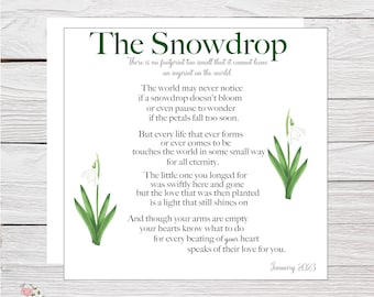 Snowdrop Sympathy Card: Miscarriage, Baby Loss Bereavement Gift