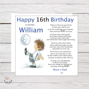Carte d’anniversaire du 16e anniversaire, carte d’anniversaire de football Sweet Sixteen, pour fils, badge d’anniversaire, carte d’anniversaire et badge de football de tout âge