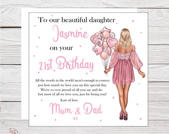 Large Personalised Daughter Card for 18th Birthday, Card to a Wonderful Daughter,  21st, 30th Badge, Matching Personalised Wrapping Paper