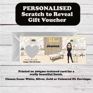 Chèque-cadeau personnalisé à gratter pour une journée au spa, cadeau surprise, cadeau d'anniversaire de naissance, cadeau pour un couple