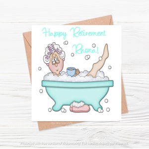 Carte de bonne retraite, Carte de retraite, À l'occasion de votre retraite, Carte de retraite pour une femme, Carte personnalisée, Retraite, Personnalisé