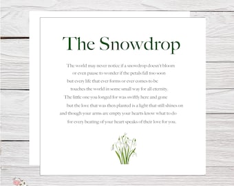 The Snowdrop Miscarriage Gift Card Baby Born Sleeping Sympathy Bereavement Baby Loss  Condolences When Someone Dies Loss of a Baby Gift Card