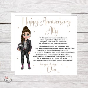 Carte d'anniversaire de mariage pour motard, carte d'anniversaire de moto pour femme, petite amie, carte d'anniversaire personnalisée et emballage cadeau