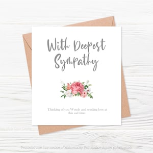 Carte de sympathie personnalisée, carte de deuil, carte pour un deuil, carte des plus sincères condoléances, fait main, carte personnalisée, carte personnalisée