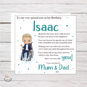 Grande carte d’anniversaire personnalisée personnalisée pour le 13e, 16e, 18e, carte sincère, fils, petit-fils, frère, neveu, filleul, carte handicapée