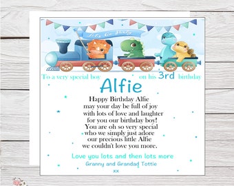 Birthday Card, Son, Grandson, Nephew, Daughter, Granddaughter, Niece, Large Personalised  Dinosaur Theme Card