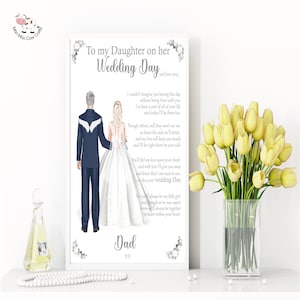 Cadre A4 personnalisé en souvenir de mariage père à fille, cadeau du père décédé de la mariée, cadeau de papa souvenir de mariage à encadrer