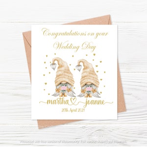Carte de mariage personnalisée, carte de mariage de mariée et mariée, carte de mariage de félicitations, carte LGBT, carte de mariage de mme et mme, faite à la main