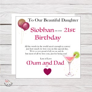 Carte d'anniversaire pour fille pour le 18e anniversaire, carte pour une fille merveilleuse, 21e, 30e badge, papier d'emballage personnalisé assorti, emballage cadeau