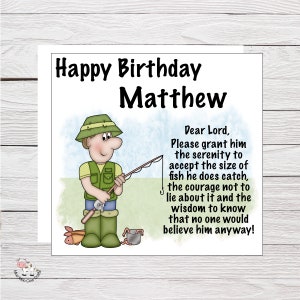 Grand badge de carte d'anniversaire de pêche personnalisé, carte d'anniversaire spéciale pour papa, mari, mari, petit ami, carte d'insigne d'anniversaire pour pêcheur