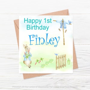 Personalised Birthday card,  1st Birthday Card, Bunny, Rabbit Birthday Card, Handmade, Custom Card, Bunny Rabbit Birthday Card for child