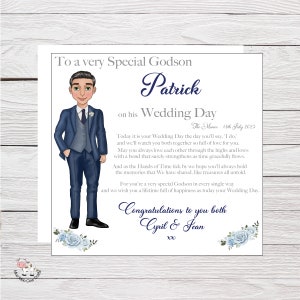 Carte de mariage pour un filleul spécial, carte de mariage sentimentale pour filleul, carte de mariage d'un filleul, carte de mariage personnalisée et emballage cadeau