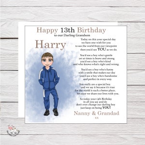 Carte d'anniversaire pour un fils, un petit-fils, un 13e, un 15e ou un 18e anniversaire, badge avec papier d'emballage personnalisé assorti, emballage cadeau