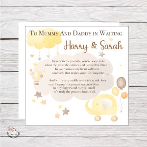 Carte baby shower pour les futurs parents, carte baby shower pour maman et papa, carte personnalisée et papier d'emballage, emballage cadeau