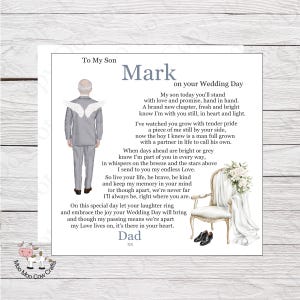 Carte de mariage de père en fils décédé, carte de père du marié décédé, carte de souvenir de mariage pour papa, en souvenir d'amour