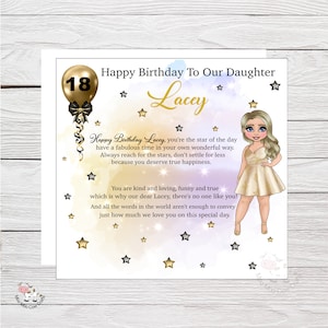 Carte d'anniversaire pour fille de 18 ans, carte pour une fille merveilleuse, badge pour les 21 et 30 ans, papier cadeau personnalisé assorti